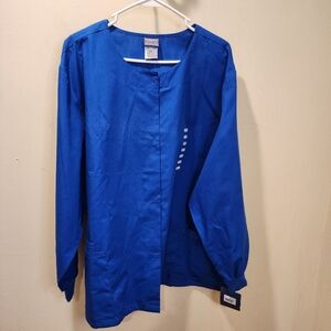 CHEROKEE Blue Button-Up Scrub Jacket Size 2XL NWT